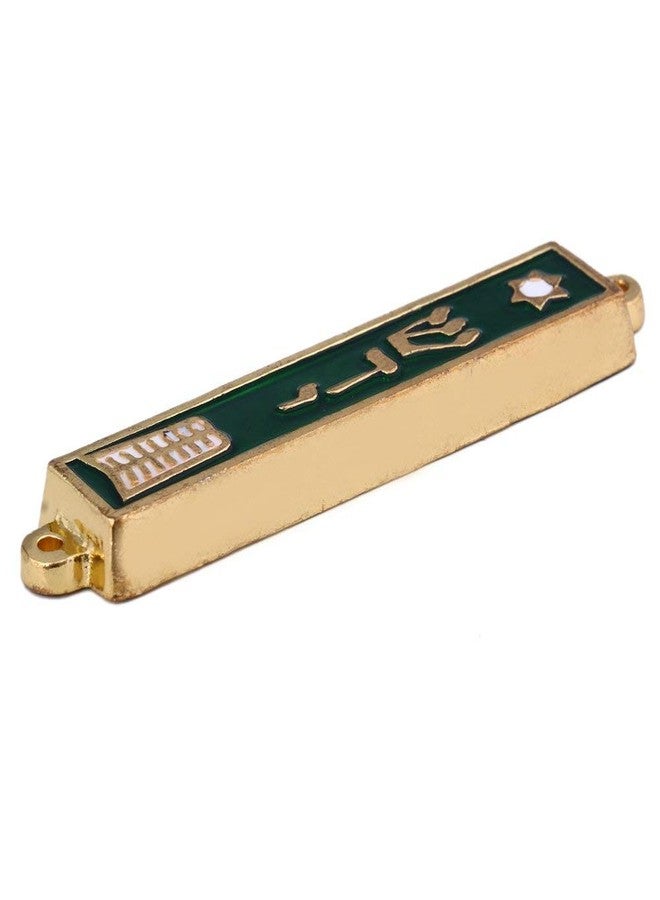 Holy Land Market Gold Plated 10 Commandments Mezuzah with Scroll Inside (Cavity in Back is About 3 Inches) (Green, Ten Commandments) - Image 2
