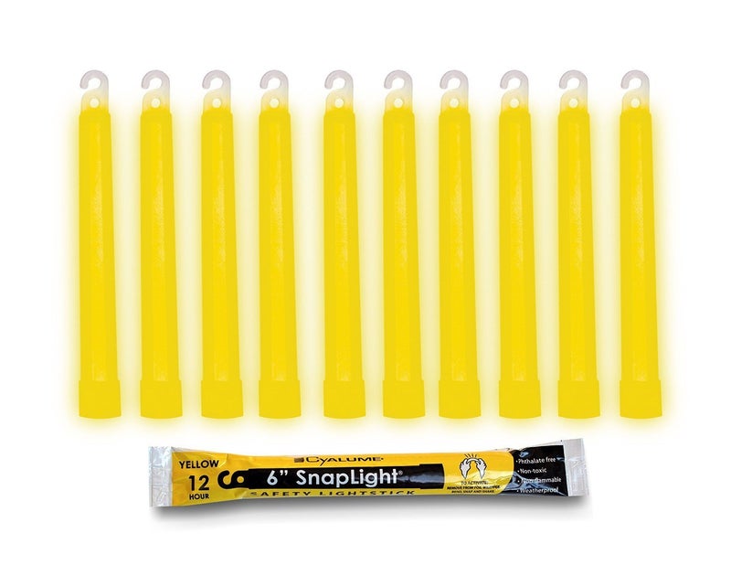 Cyalume Yellow Emergency Glow Sticks - Premium 6” SnapLight Survival Glow Sticks with 8 Hour Duration for Use as Emergency Flares and Hiking Safety Gear (Bulk Pack of 10 Safety Glow Sticks) - Image 1