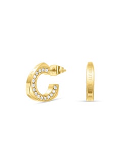 CERRUTI 1881 Giulia Gold Plated Crystal Embedded Triangular with Signature 'C' Design Earrings for Women  - Image 1