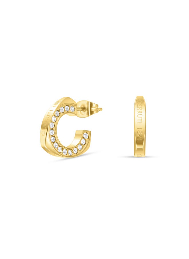 CERRUTI 1881 - Giulia Gold Plated Crystal Embedded Triangular with Signature 'C' Design Earrings for Women - Image 1