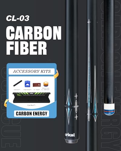 CRICAL Carbon Fiber Pool Cue Stick 58 Billiard Cue Sticks Professional Low Deflection Pool Sticks with 38 8 Pin Joint and 125mm Tip - Image 3