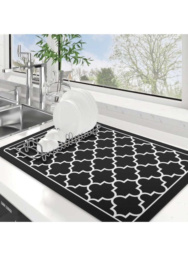 Drying Mat for Kitchen Countertops, Coffee Mat Hide Stain Rubber Backed Absorbent Dish Drying Mat - Image 2