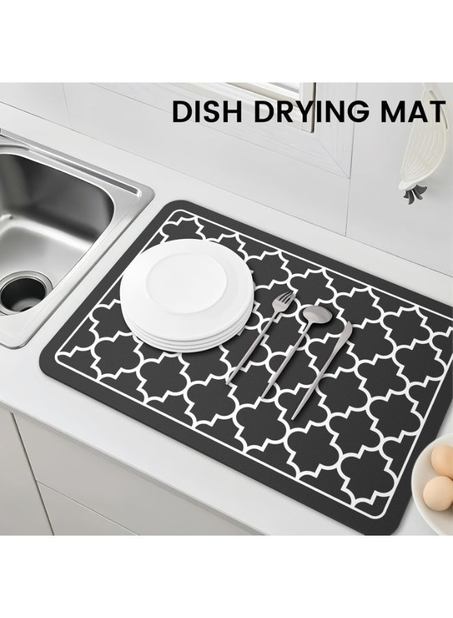 Drying Mat for Kitchen Countertops, Coffee Mat Hide Stain Rubber Backed Absorbent Dish Drying Mat - Image 4