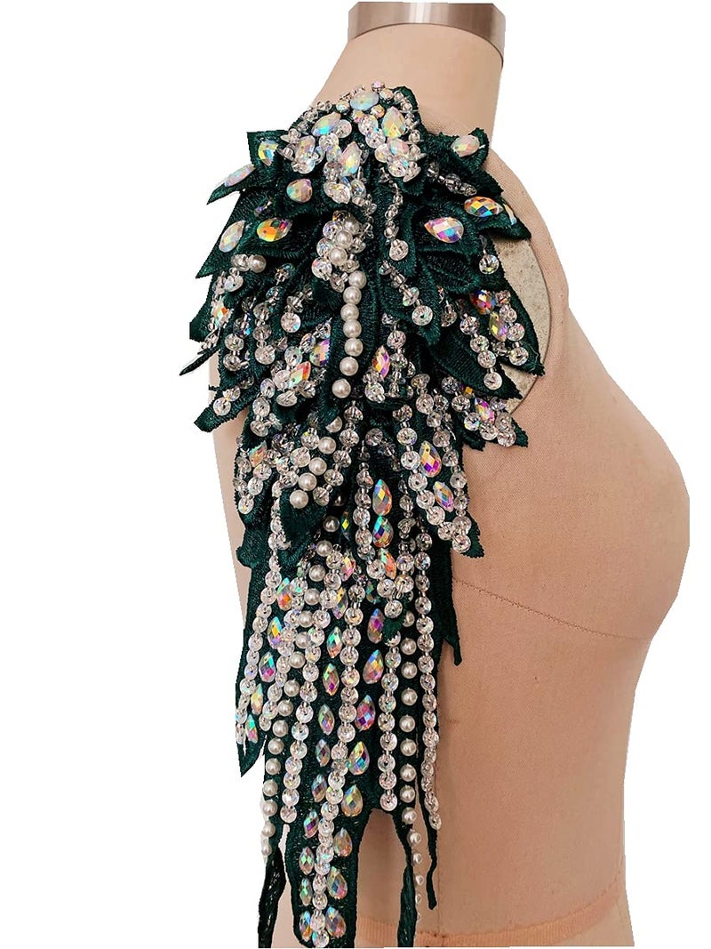 Zbroh زبره يدوي 18 لون خياطة على الراينستون لؤلؤة دانتيل تطريز خرز حواف لفساتين الملابس إكسسوار أخضر داكن