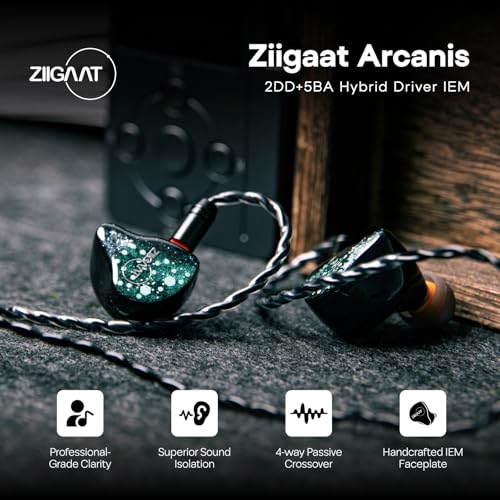 Linsoul ZiiGaat Arcanis in Ear Monitor, Professional 2DD+5BA Hybrid IEM Earphone, Gaming Earbuds, HiFi Wired Earbuds with Detachable Cable for Musicians Audiophiles - Image 2