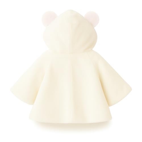 Bold N Elegant Faux Fur Warm Winter Outerwear Hooded Baby Jacket Coat Blanket with Soft Plush Golden Bunny Ear for Infant Toddler Boy Girl Kids (IN, Age, 0 Months, 6 Months, White) - Image 2
