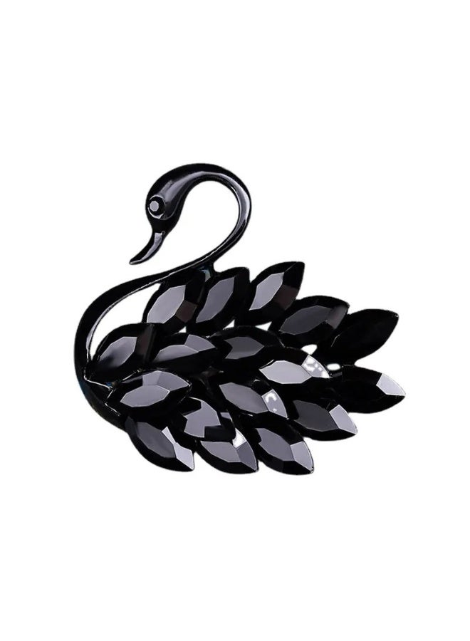 Black Zirconic Swan Brooch