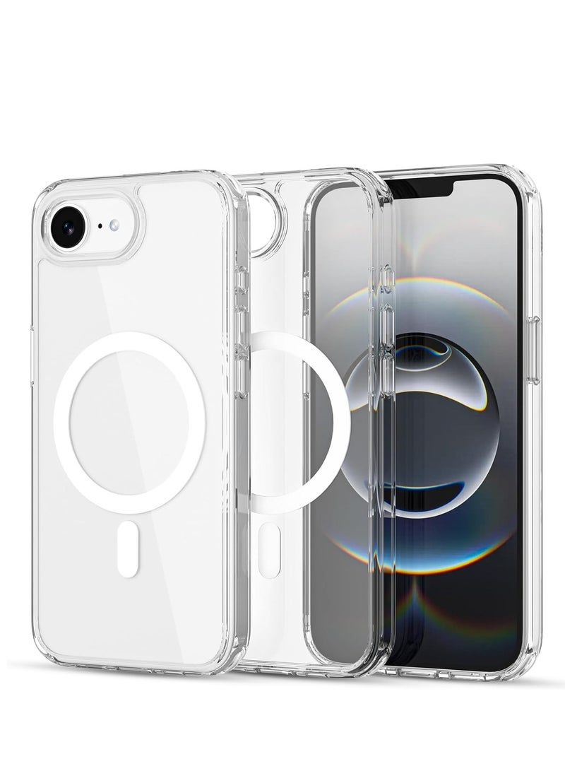 JAJEEK iPhone 16E Clear Magnetic Cover - MagSafe Compatible | Hybrid Protective Crystal Clear Hard Back Case | Shockproof Silicone Frame | Slim Transparent Case for Apple iPhone 16E - Ultimate Protection & Sleek Design - Image 1
