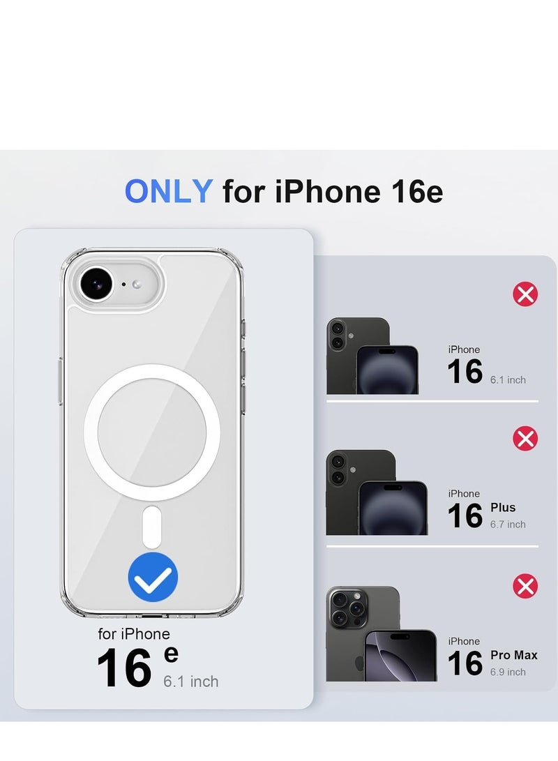 JAJEEK iPhone 16E Clear Magnetic Cover - MagSafe Compatible | Hybrid Protective Crystal Clear Hard Back Case | Shockproof Silicone Frame | Slim Transparent Case for Apple iPhone 16E - Ultimate Protection & Sleek Design - Image 2