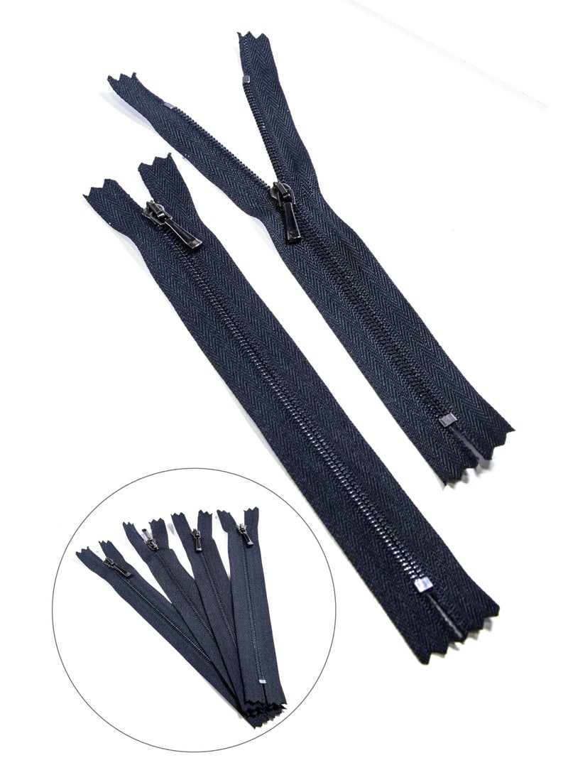 Premium Metal Zipper No.1 - 4pcs - 15cm Heavy-Duty Zippers for Sewing, Crafts & Fashion Accessories (Black+Black) - Image 1