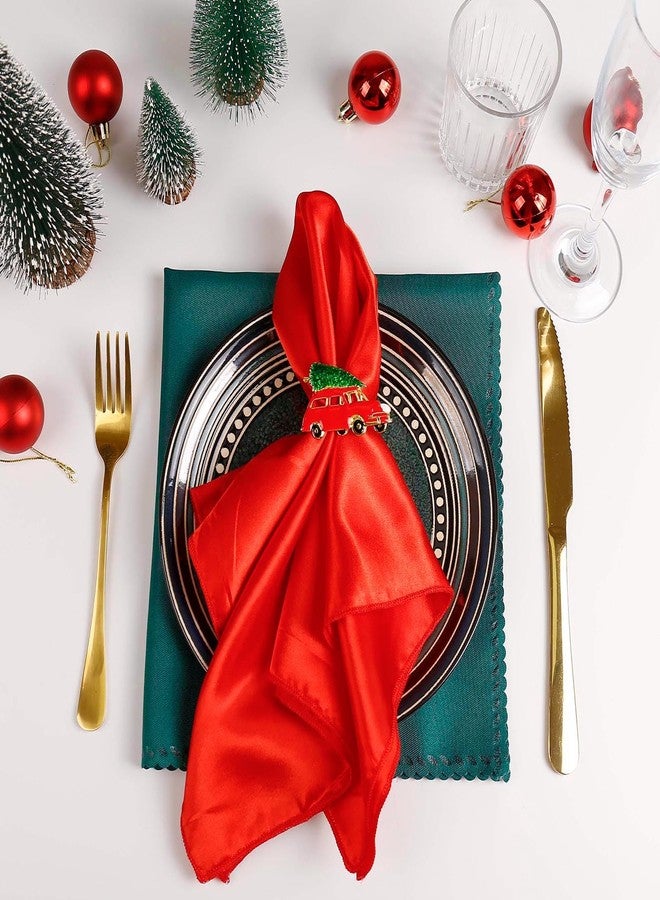 wonlex Christmas Metal Napkin Rings Set of 8, Red Truck Xmas Tree Napkin Serviette Buckles for Thanksgiving, Table Decor, Banquent, Holiday, Family Dinner(Truck with Tree) - Image 3