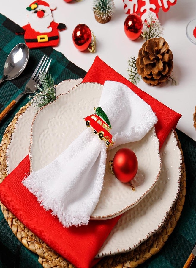 wonlex Christmas Metal Napkin Rings Set of 8, Red Truck Xmas Tree Napkin Serviette Buckles for Thanksgiving, Table Decor, Banquent, Holiday, Family Dinner(Truck with Tree) - Image 2