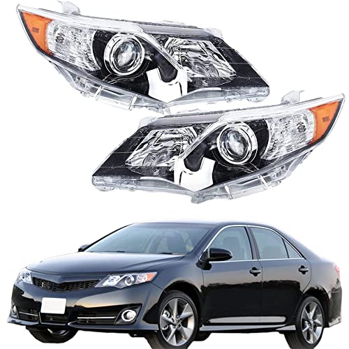 WFLNHB Headlights Assembly Replacement for Toyota Camry SE Style 2012 2013 2014 Projector Headlights Headlamps Chrome Housing Driver and Passenger Side - Image 1