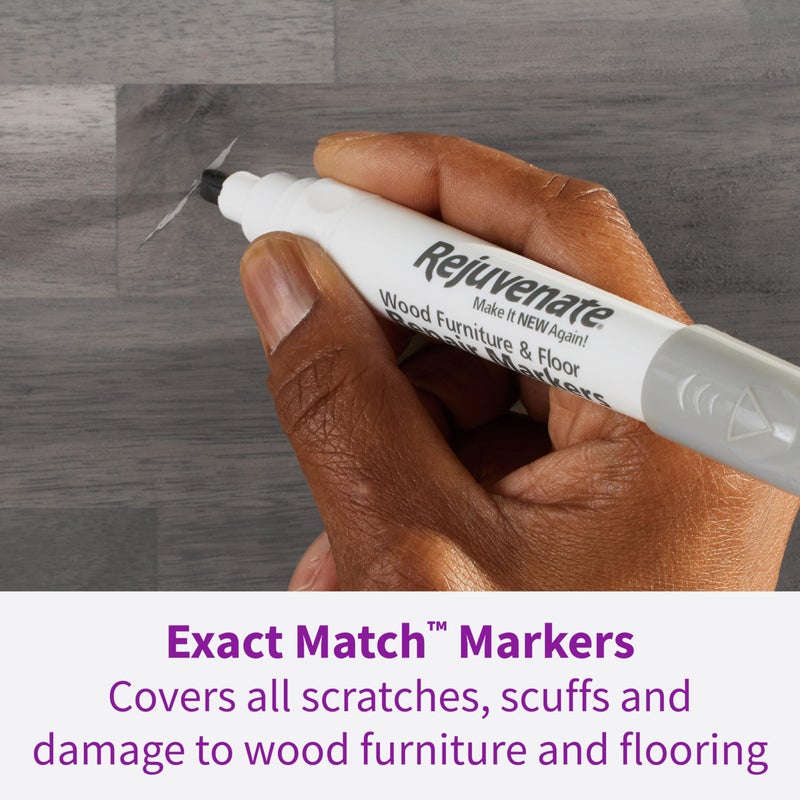 Rejuvenate Exact Match Wood Furniture & Floor Repair Markers, 6 Count, White/Gray Markers Cover All Scratches, Scuffs and Damage to Wood Furniture and Flooring - Image 3