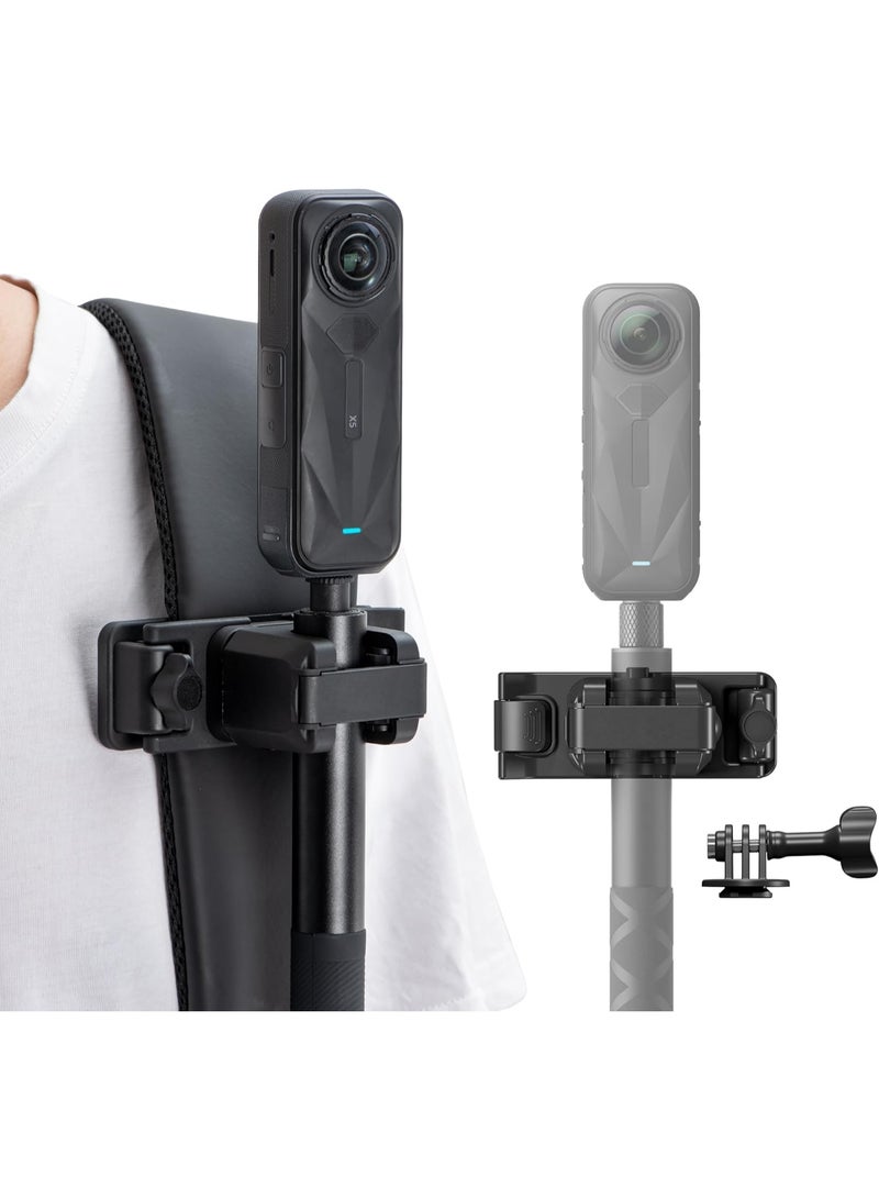 حامل عصا السيلفي مع حزام ظهر وقبضة تثبيت لجهاز Insta360 X5 X4Air X3 Go Ultra Ace Pro2 GO3S قابل للتعديل مع إطلاق سريع لجهاز GoPro Hero 13 Max 2/لـ DJI Osmo 360/Nano/Action6 5Pro Pocket3 كاميرات - Image 1