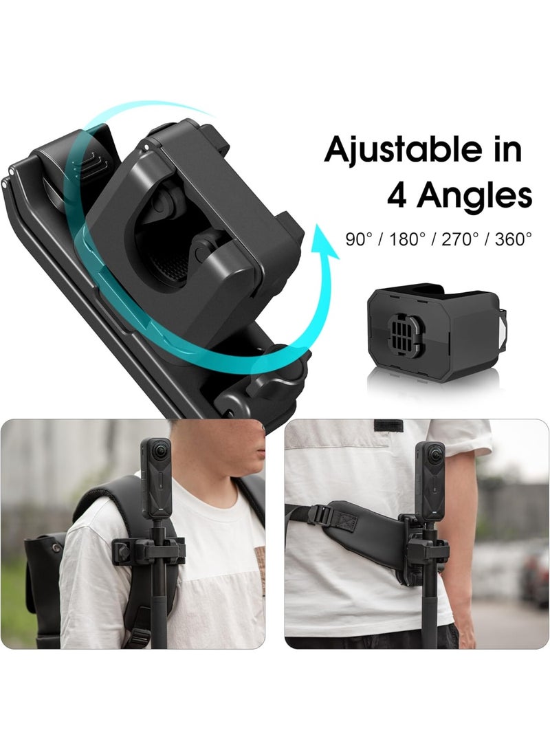 حامل عصا السيلفي مع حزام ظهر وقبضة تثبيت لجهاز Insta360 X5 X4Air X3 Go Ultra Ace Pro2 GO3S قابل للتعديل مع إطلاق سريع لجهاز GoPro Hero 13 Max 2/لـ DJI Osmo 360/Nano/Action6 5Pro Pocket3 كاميرات - Image 3