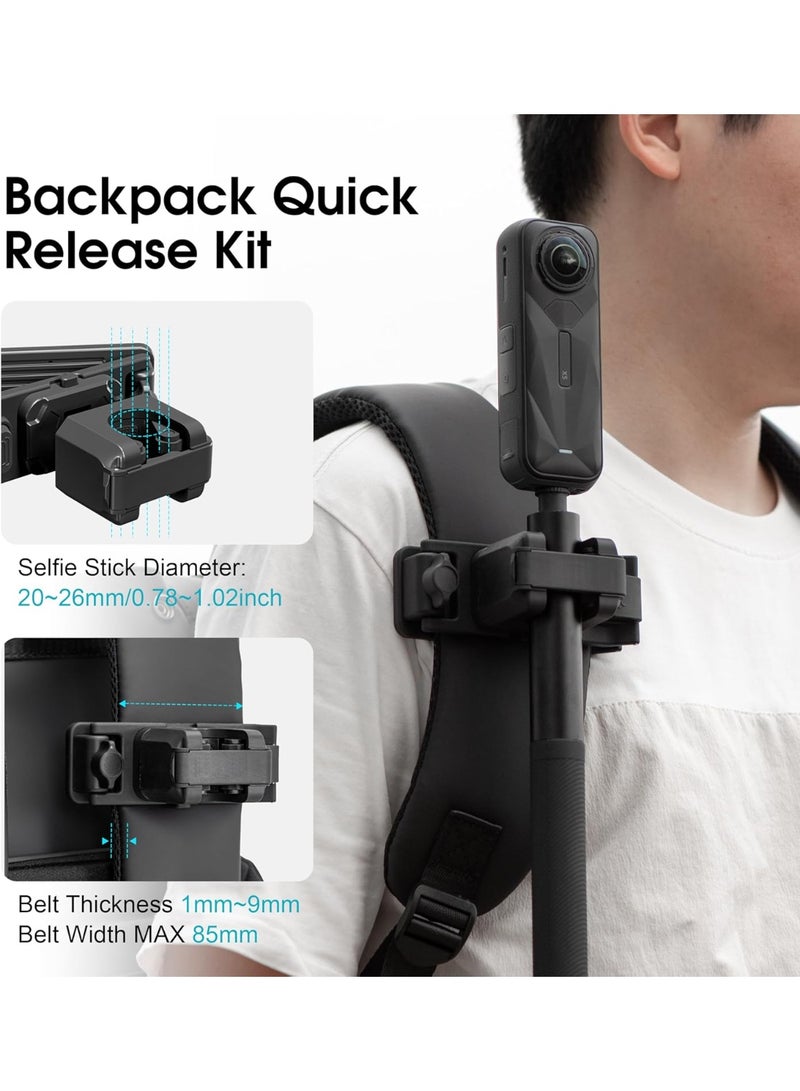 حامل عصا السيلفي مع حزام ظهر وقبضة تثبيت لجهاز Insta360 X5 X4Air X3 Go Ultra Ace Pro2 GO3S قابل للتعديل مع إطلاق سريع لجهاز GoPro Hero 13 Max 2/لـ DJI Osmo 360/Nano/Action6 5Pro Pocket3 كاميرات - Image 4