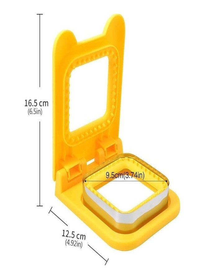 Akshify Sandwich Cutter and Sealer Square Stainless Steel Crustless Bread Pocket Maker 2 in 1 Press Mold for Kids Lunch Box DIY Toast Decruster Snack Baking Tool Easy Clean (Pack of 1) (Yellow) - Image 2