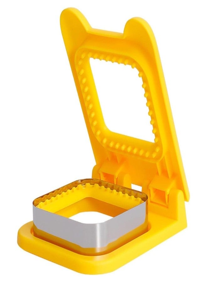 Akshify Sandwich Cutter and Sealer Square Stainless Steel Crustless Bread Pocket Maker 2 in 1 Press Mold for Kids Lunch Box DIY Toast Decruster Snack Baking Tool Easy Clean (Pack of 1) (Yellow) - Image 1