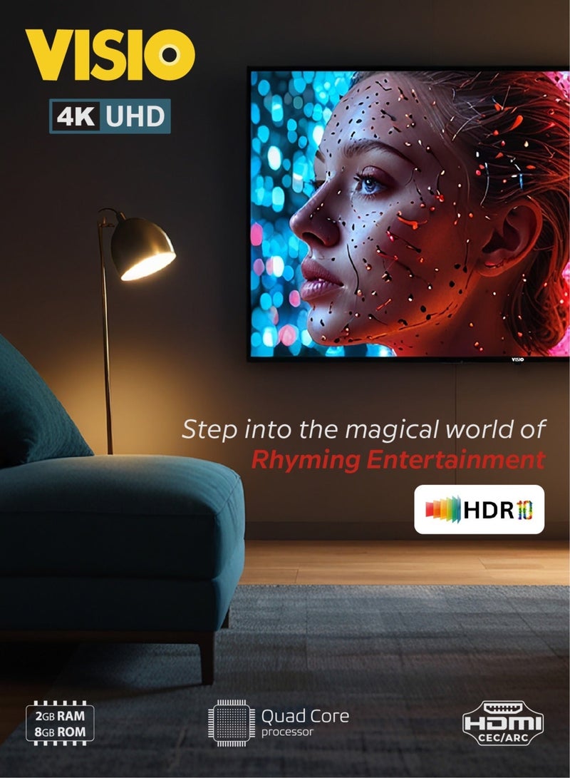 فيسيو تلفزيون فيسيو 85 بوصة 4K ذكي، واجهة جوجل (Google TV)، ريموت صوتي مع مساعد جوجل، وحامل جداري مجاني - أسود [85VSS22G] - Image 5