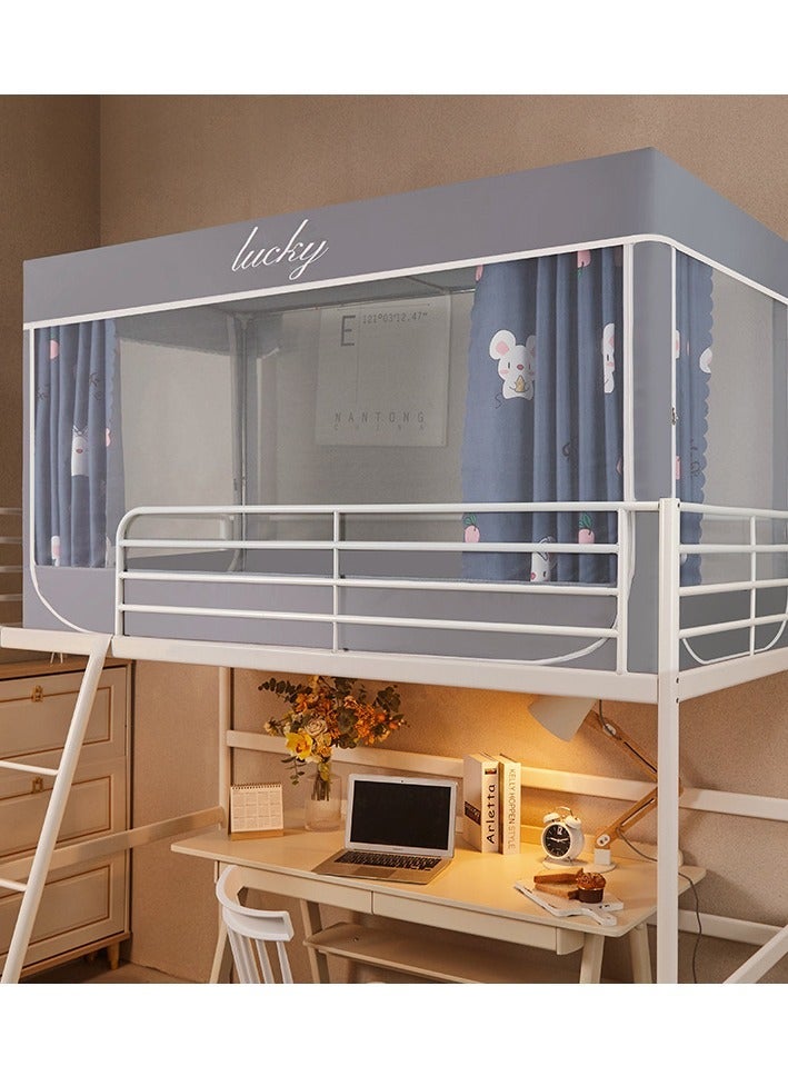 Bluejw خيمة مظلة سرير ستارة حجب خيمة سرير مفرد قماش تظليل للطلاب مظلة نائمة شبكة بعوض لحماية الخصوصية مع إطار لغرفة الأطفال بنمط فأر كرتوني لطيف - Image 1