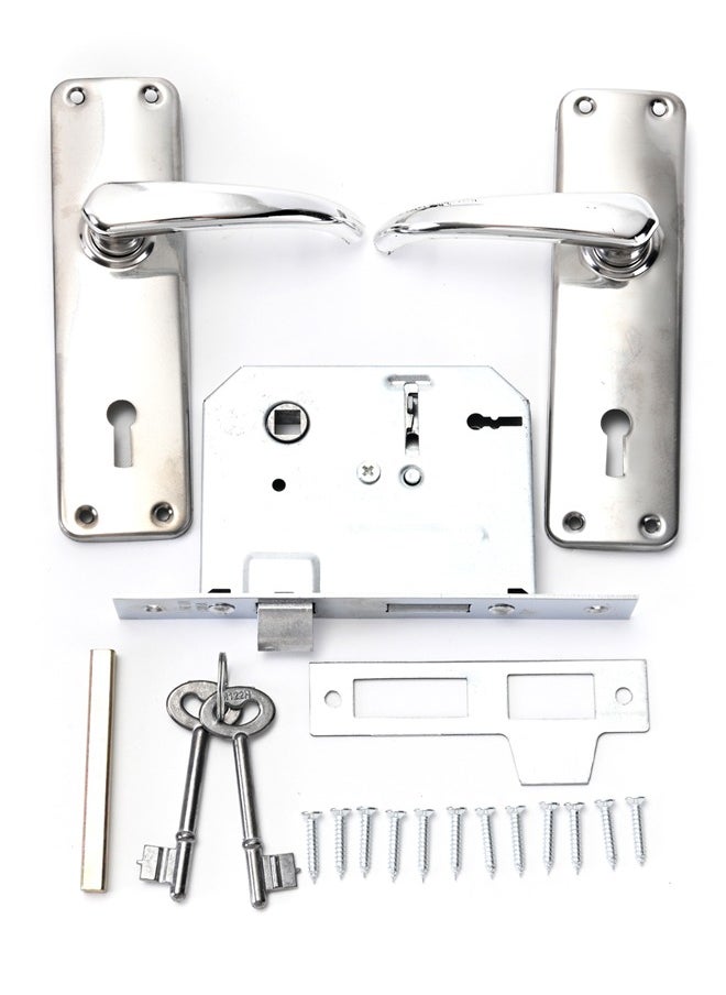 LAWAZIM - Door Handle Set with Mortise Lock - Chrome Finish Easy-to-Install Keyed Entry Handle Kit Durable Security Solution for Residential Office Doors Includes Installation Screws Spindle Accessories - Image 1
