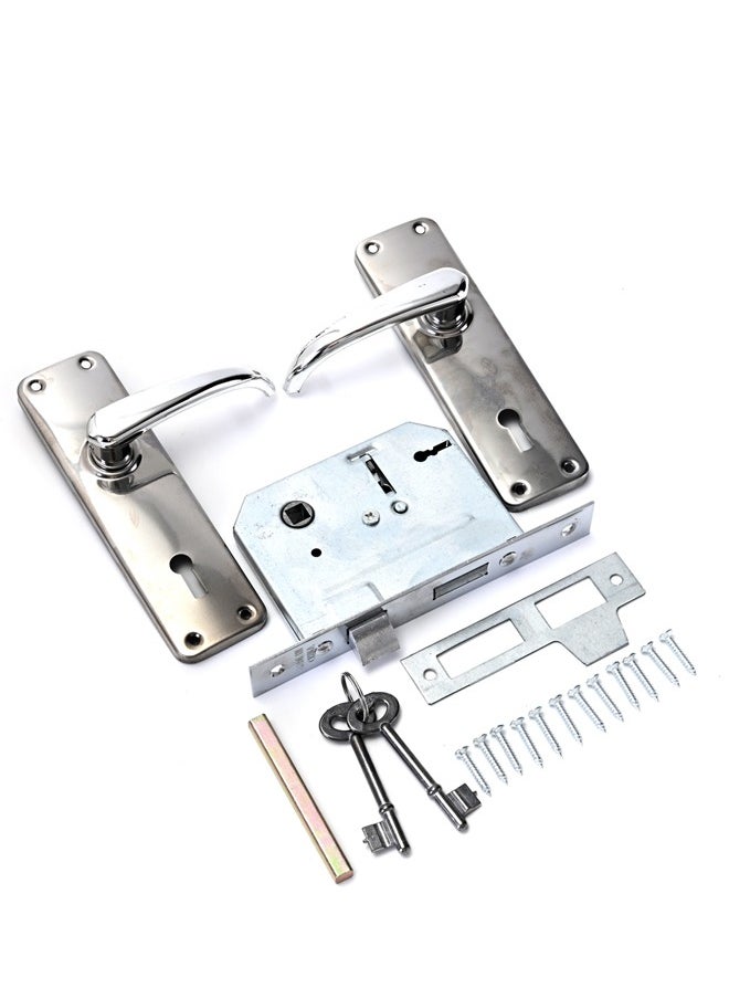 LAWAZIM - Door Handle Set with Mortise Lock - Chrome Finish Easy-to-Install Keyed Entry Handle Kit Durable Security Solution for Residential Office Doors Includes Installation Screws Spindle Accessories - Image 1