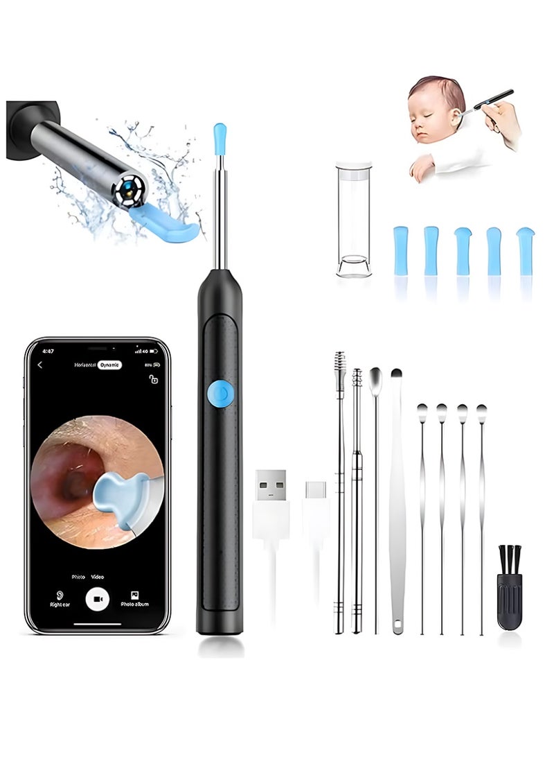 CLAVON Ear Wax Removal Kit - Visible Ear Wax Remover with Camera, Otoscope with Light, Ear Cleaner with 9 Ear Pickers + 6 Ear Scoops, Wireless Ear Wax Remover for iOS, Android Phones（black） - Image 1