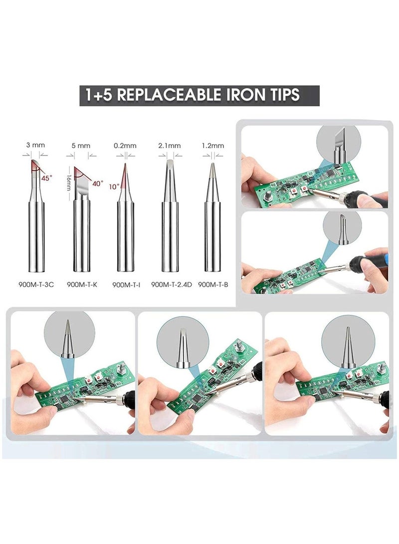 HANDSKIT 220V  Adjustable Temperature Soldering Iron Kit Digital Multimeter Soldering Tips Desoldering Pump Cutter,Welding Repair Tools  - Image 3