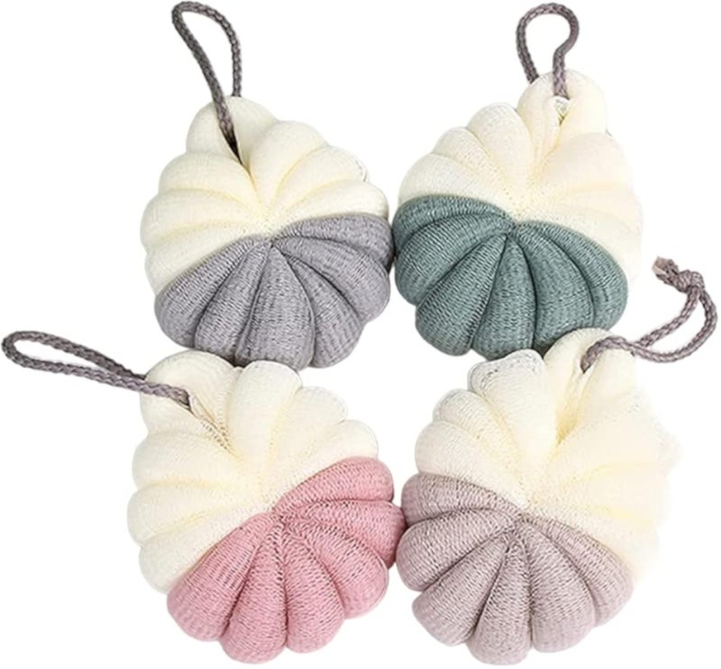 4Pcs Soft Net Bath Ball, Scrubber Sponge Ball, Durable Mesh Pouf Bath Loofah Sponge Body Wash Puff - Random Color