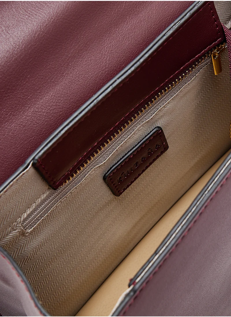 خزانة Croc Panel Satchel Bag With Clasp