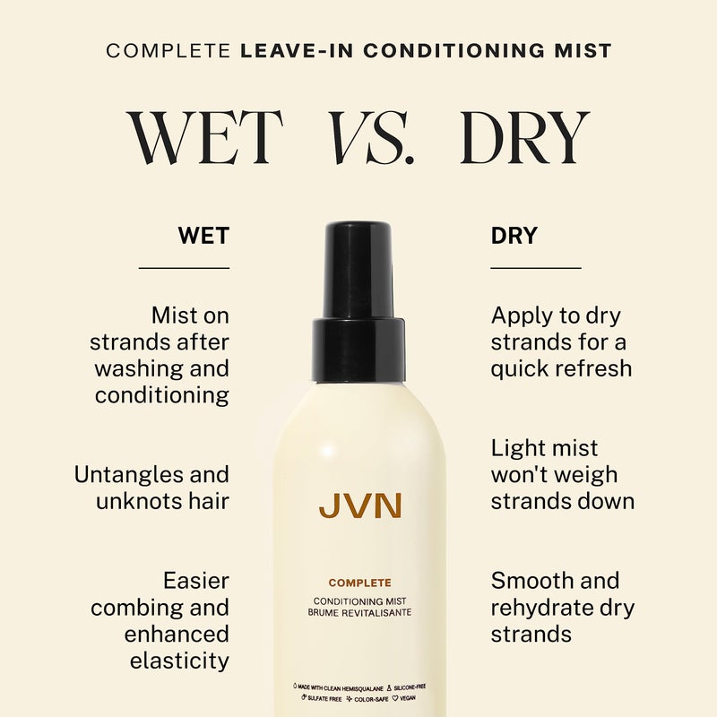 JVN Complete Leave-In Conditioning Mist, Frizz-Free Hydration Spray, UV Protection, Vegan Formula, Sulfate-Free, 5 Fluid Ounces - Image 3