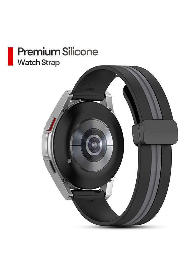 O Ozone Bands For Samsung Galaxy Watch 7 6 5 4 FE 40mm 44mm 45mm/Galaxy Watch 6 4 Classic 43mm 47mm 42mm 46mm Two-tone band with Magnetic Buckle- Black Grey - Image 2