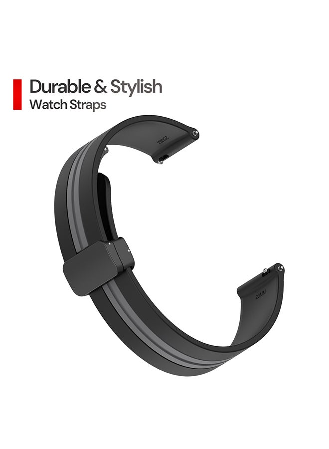 O Ozone Bands For Samsung Galaxy Watch 7 6 5 4 FE 40mm 44mm 45mm/Galaxy Watch 6 4 Classic 43mm 47mm 42mm 46mm Two-tone band with Magnetic Buckle- Black Grey - Image 3