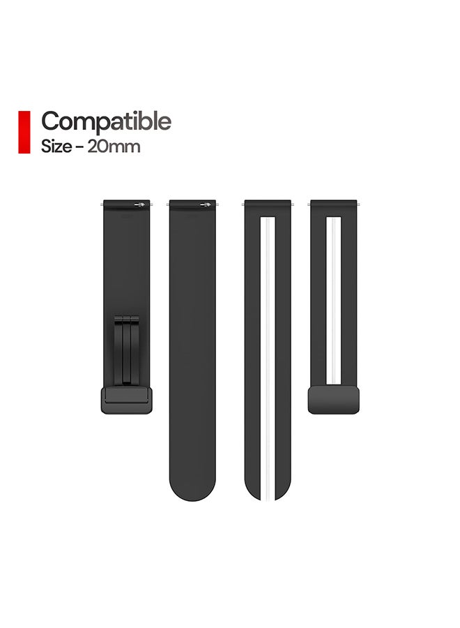 O Ozone Bands For Samsung Galaxy Watch 7 6 5 4 FE 40mm 44mm 45mm/Galaxy Watch 6 4 Classic 43mm 47mm 42mm 46mm Two-tone band with Magnetic Buckle- Black Grey - Image 4