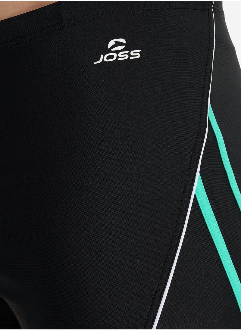 Joss Joss Men's Swimming Trunks-Shorts Black/Green – Creora Highclo Fibers, Chlorine-Resistant, Adjustable Waistband for Comfortable Fit & Durability  - Image 3