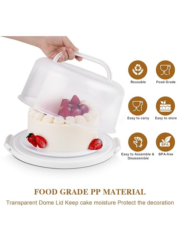 حامل كيك بغطاء ومقبض – متعدد الأغراض يناسب الكيك مقاس 10 إنش، مع حاوية لـ 11 كب كيك وصينية تقديم مقسمة إلى 5 أقسام – حاوية محمولة للتشيز كيك (أبيض) - Image 3