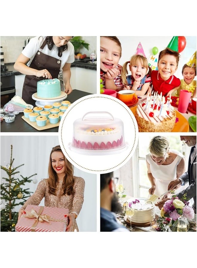 حامل كيك بغطاء ومقبض – متعدد الأغراض يناسب الكيك مقاس 10 إنش، مع حاوية لـ 11 كب كيك وصينية تقديم مقسمة إلى 5 أقسام – حاوية محمولة للتشيز كيك (أبيض) - Image 5