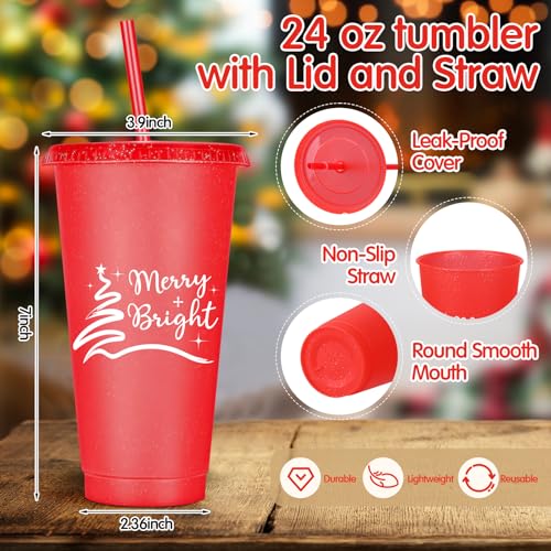Vesici 24 Pcs Christmas Gifts Sets for Women and Men Include 24 oz Plastic Tumblers Cup with Lids and Straws Christmas Makeup Bags Novelty Xmas Santa Socks for Xmas Party Gifts - Image 3