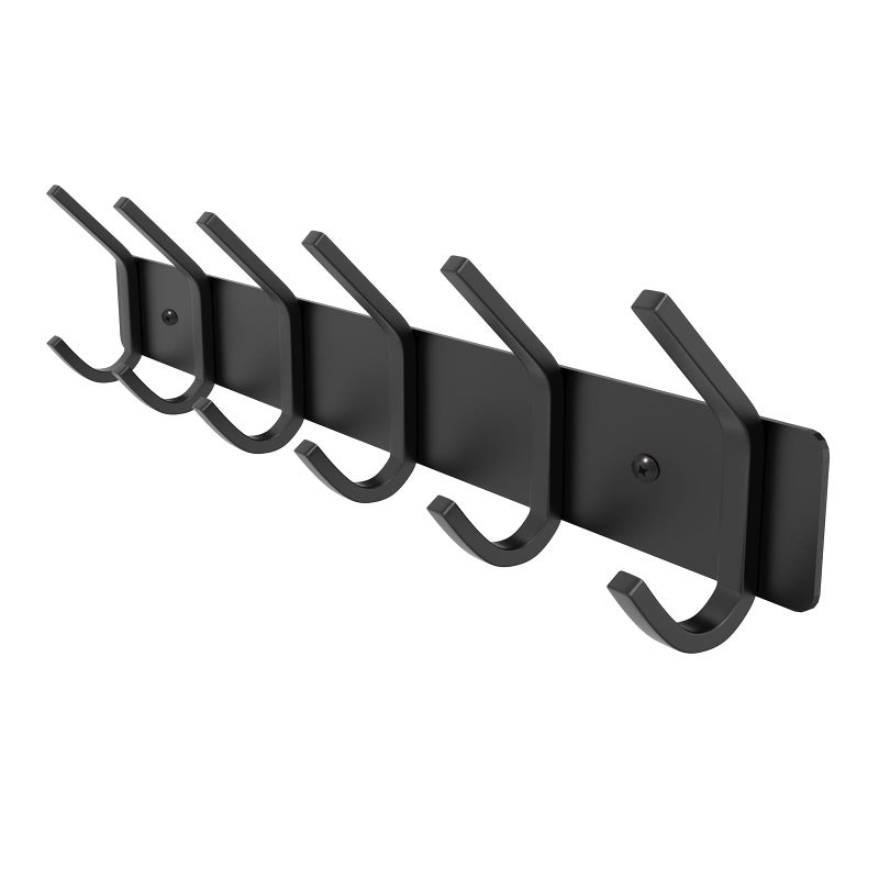 VAEHOLD Wall Hooks Coat Hooks Wall Mounted Coat Rack with 6 Double Hooks for Hanging Towel Hat Coat Robe Bag Key for Bathroom Kitchen Bedroom1 Pack