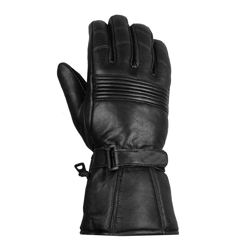 Jackets 4 Bikes Winter Motorcycle Gloves Premium Biker Sheep Leather Thinsulate Warm Cold Weather Water Resistance Windproof Gauntlet for Men and Women Black L