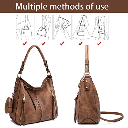 lapsting Hobo Bags for Women Handbags Purse Ladies Boho Shoulder Bag Crossbody Brown with Wallet - Image 3