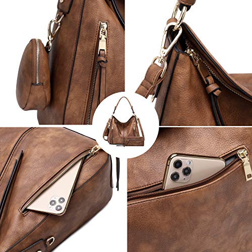 lapsting Hobo Bags for Women Handbags Purse Ladies Boho Shoulder Bag Crossbody Brown with Wallet - Image 2