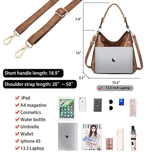 lapsting Hobo Bags for Women Handbags Purse Ladies Boho Shoulder Bag Crossbody Brown with Wallet - Image 4
