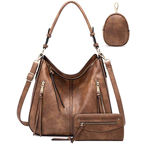 lapsting Hobo Bags for Women Handbags Purse Ladies Boho Shoulder Bag Crossbody Brown with Wallet - Image 1