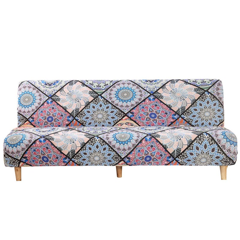 MIFXIN MIFXIN Armless Sofa Cover Futon Slipcover Stretch Spandex Printed Folding Sofa Bed NonArmrest Couch Furniture Protector Washable Sofa Cover Without Armrests Colorful Bohemia 