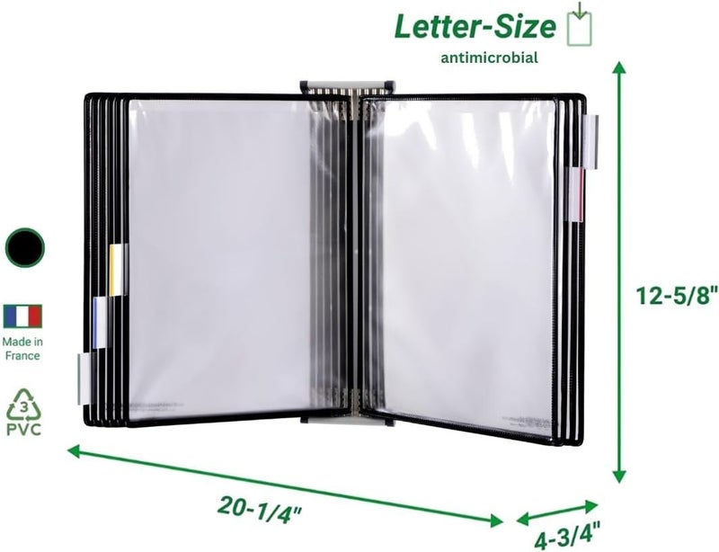 Tarifold Wall Mounted Reference and Display System 10 LetterSize Pockets Anti Micro bial DoubleSided Viewing Black WA271 - Image 2