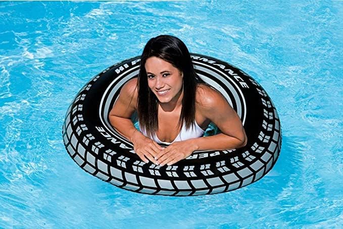 Simxen Swimming Pool Tube for Adults Big Size Cool Black Wheel Tire Men Swimming Ring Adult Inflatable Pool Float Tube Circle Summer Water Toys Air Mattress (80 CM) - Image 4