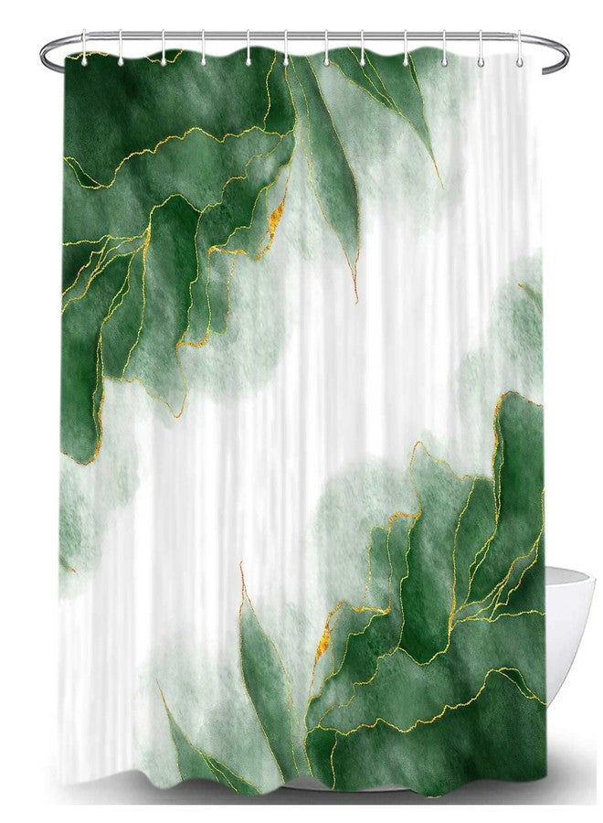 MERCHR Green and Gold Marble Shower Curtain, Dark Emerald Sage Hunter Olive Green Fabric Shower Curtains Set for Bathroom, Modern Golden White Restroom Decor Accessories with Hooks 72X 72 Inch - Image 3