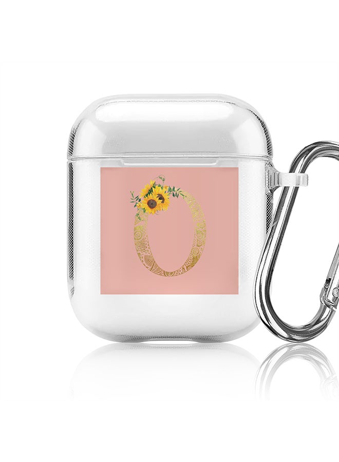 Stylizedd Classic Clear printed Case for Apple Airpods 2 / 1 Soft TPU Gel Thin Transparent Flexible Cover - Custom Monogram Initial Letter Mandala Floral Pattern Alphabet - O (Rose Pink ) - Image 1